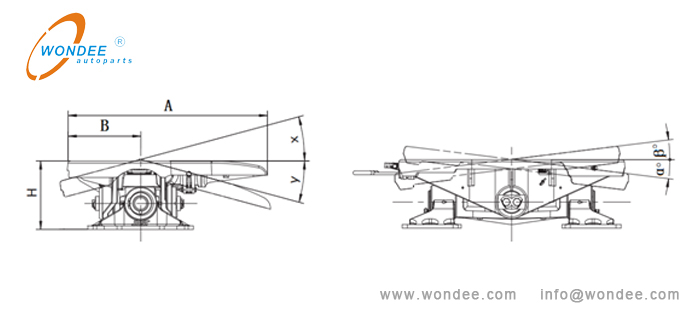 A two-axis fifth wheel Tipo de fundición Quinta rueda de un fabricante de China / Wondee Autoparts