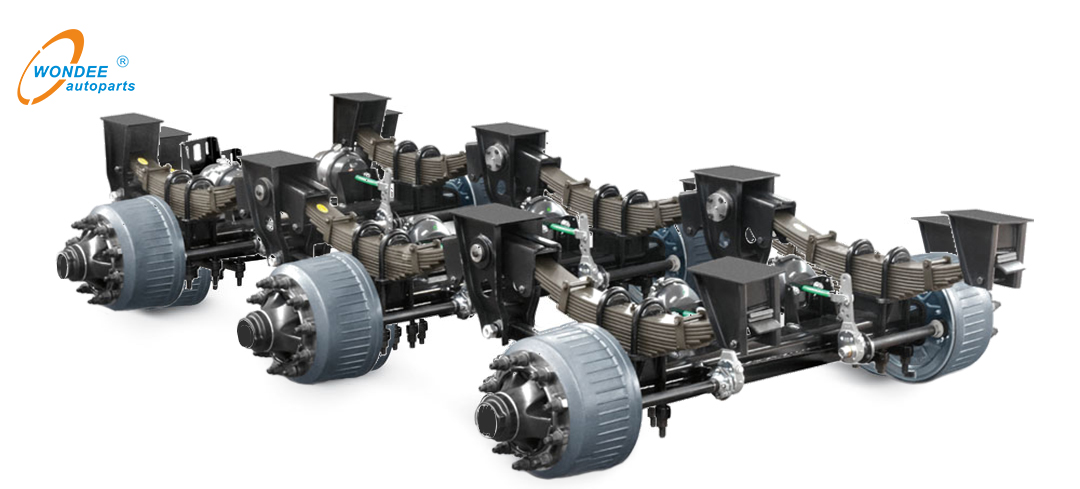 WONDEE Mechanical suspension with axle Suspensión mecánica de 3 ejes con eje para semi remolque