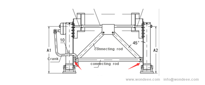 13-Installation diagram of landing gear Diagrama de instalación del engranaje de aterrizaje para el tren de aterrizaje semirremolque de China (chino) Fabricante / Wondee Autoparts