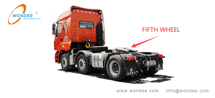 A fifth wheel on a tractor Una quinta rueda para un tractor pesado y semi de remolque de un fabricante de China / Wondee Autoparts