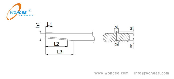 10-Measurement of short tapered leaf spring with rib groove 10-Medición del resorte de hojas cónicas cortas con ranura costilla