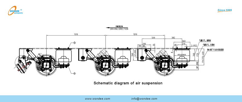 Diagrama esquemático de la suspensión de aire