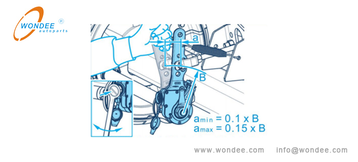 Adjust the clearance of the slack adjusters Ajuste la eliminación de los ajustadores flojos.