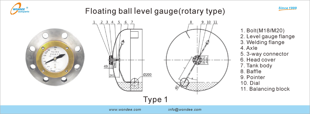 Medidor de nivel de bola flotante de Wondee AutoParts (1)