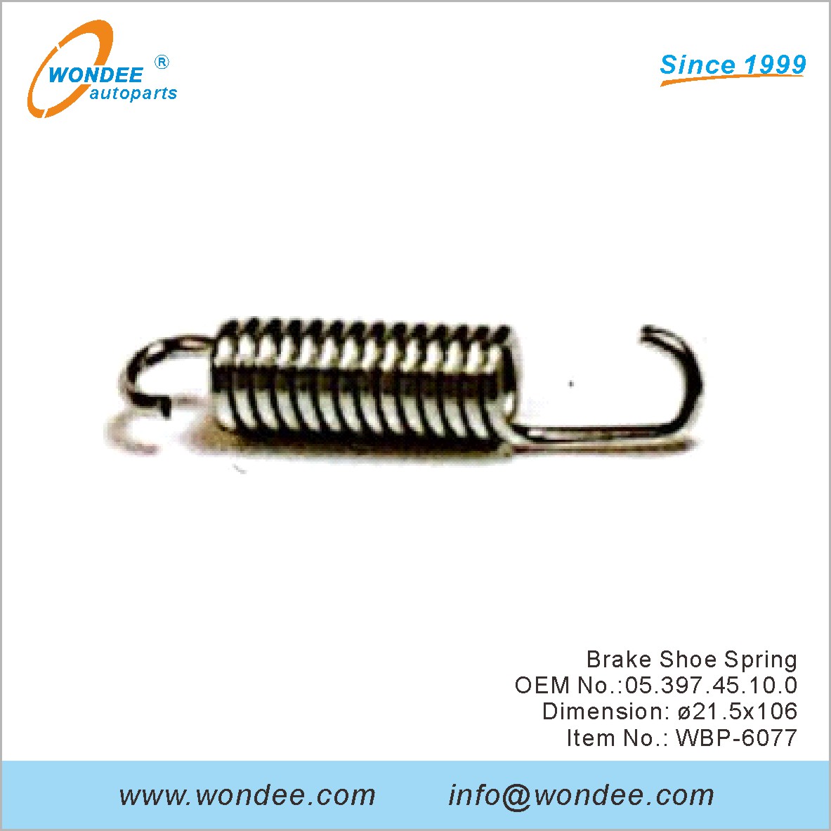 Spring de zapatos de freno OEM 0539745100 para BPW de Wondee