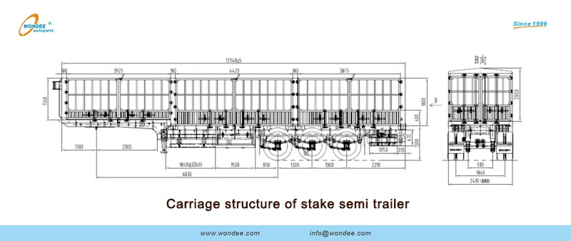 Estructura del carro de la estaca semi trailer