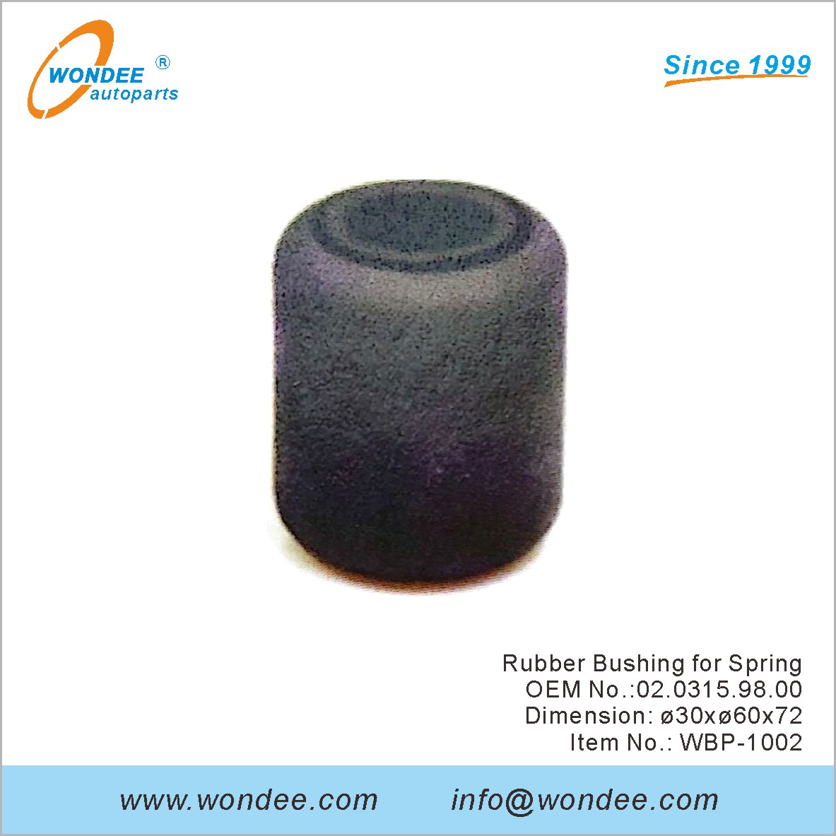 Buje de goma para Spring OEM 0203159800 para BPW desde Wondee