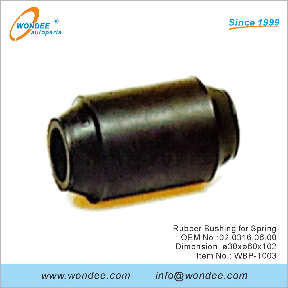 Buje de goma para Spring OEM 0203160600 para BPW desde Wondee