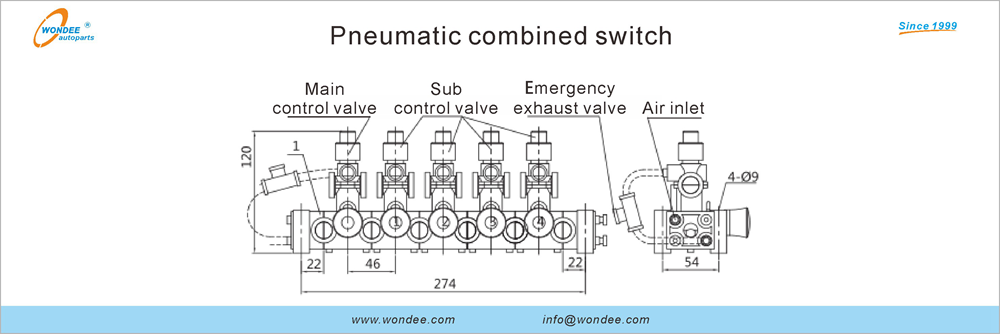 Interruptor combinado neumático de Wondee AutoParts (1)
