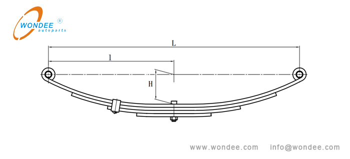 4-Arc height and chord length of the leaf spring assembly 4-ARC Altura y acorde longitud del conjunto de resorte de hojas